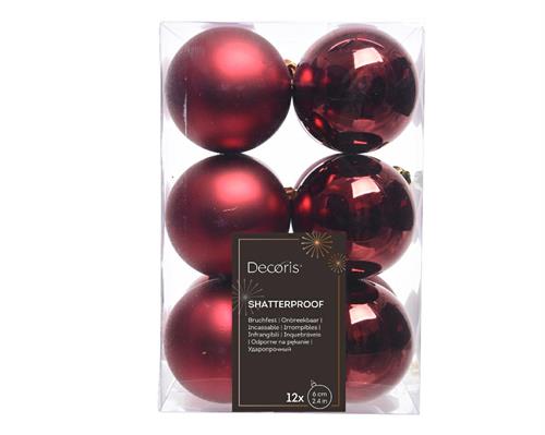 PALLINE DI NATALE BORDEAUX 6 CM CONFEZIONE 12 PZ