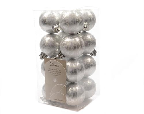 PALLINE DI NATALE ARGENTO SATINATO 4 CM CONFEZIONE 16 PZ