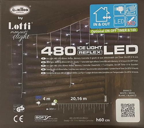 LUCI DI NATALE A TENDA 480 LED BIANCO FREDDO