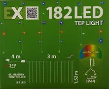 TENDA A CASCATA 182 LED MULTI 5mm CONTR/8F CAVO/TRA 300CMX152CM