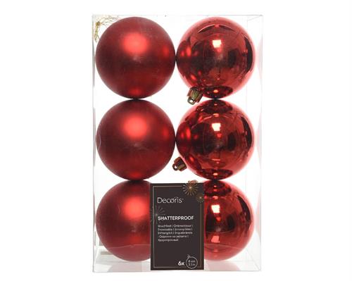 PALLINE DI NATALE ROSSE 8 CM CONFEZIONE 6 PZ