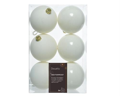 PALLINE DI NATALE BIANCO LANA 8 CM CONFEZIONE 6 PZ