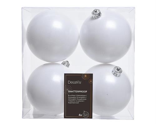 PALLINE DI NATALE BIANCHE 10 CM CONFEZIONE 4 PZ