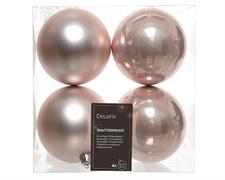 PALLINE DI NATALE ROSA CIPRIA 10 CM CONFEZIONE 4 PZ