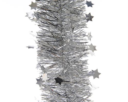 GHIRLANDA ARGENTO 10CM X 2,70CM CON STELLE METALLIZZATO