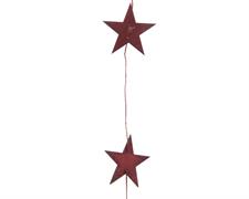 PENDENTE IN LEGNO CON STELLE ROSSO 130CM