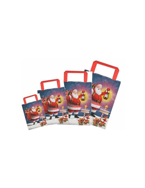 BUSTA IN CARTA BABBO NATALE 27+12X37 CM MANICO PIATTO