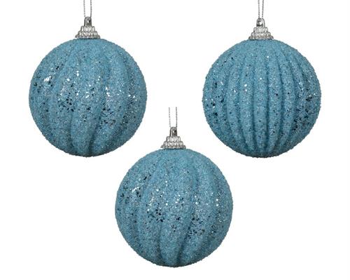 PALLINA DI NATALE CELESTE CON GLITTER 8 CM 1 PZ ASSORTITO