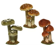 FUNGHI POLIESTERE E VELLUTO H.17X12X9CM ASSORTITO