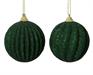 PALLINA DI NATALE VERDE PINO CON GLITTER 8 CM 2 ASS