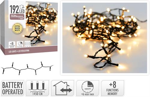 LUCI DI NATALE A BATTERIA 192 LED EXTRACALDO