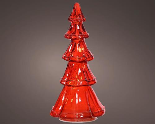 ALBERO IN VETRO ROSSO LUMINOSO CON MICROLED BIANCO CALDO H.29,5C