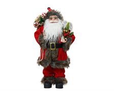 BABBO NATALE CON CAPPOTTO ROSSO E GRIGIO H.60 CM