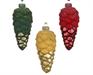 PENDENTE PIGNA VERDE/ORO/ROSSA OPACA E VELLUTO H.13,5CM 1PZ A