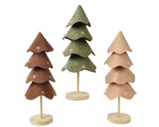 ALBERO IN FELTRO CON BASE IN LEGNO  38 CM 3 ASS