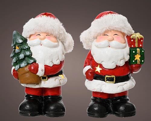 BABBO NATALE TERRACOTTA CON MICROLED 2 ASS