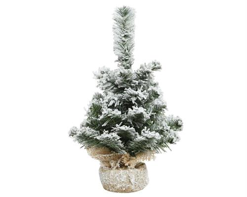 MINI ALBERO IMPERIAL INNEVATO CON BASE IN JUTA H.45 CM