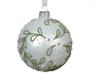 PALLINA DI NATALE BIANCO OPACO DECORO VERDE 8 CM