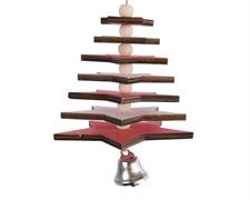 DECORAZIONE PENDENTE FORMA ALBERO DI STELLE CON CAMPANELL 24CM