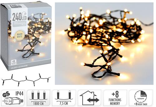 LUCI DI NATALE 240 LED BIANCO CALDO