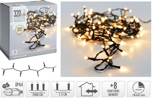 LUCI DI NATALE 320 LED BIANCO CALDO