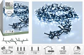 LUCI DI NATALE CLUSTER  800 LED BIANCO FREDDO