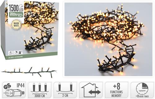 LUCI DI NATALE CLUSTER 1500 LED BIANCO CALDO