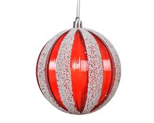 PALLINA DI NATALE ROSSA CON DECORI BIANCHI 8 CM