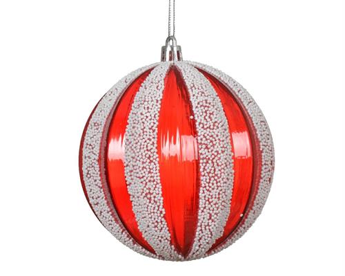 PALLINA DI NATALE ROSSA CON DECORI BIANCHI 6 CM