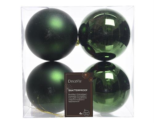 PALLINE DI NATALE VERDE PINO 10 CM CONFEZIONE 4 PZ