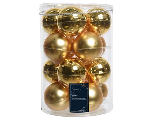 PALLINE DI NATALE IN VETRO ORO LUCIDO OPACO 8 CM 16 PZ