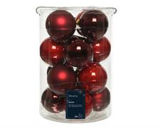 PALLINE DI NATALE IN VETRO BORDEAUX LUCIDO OPACO 8 CM 16PZ