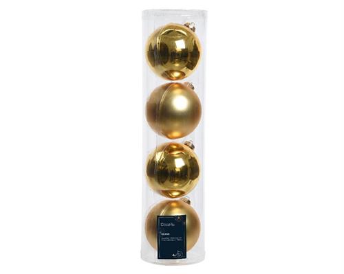 PALLINE DI NATALE IN VETRO ORO LUCIDO OPACO 10CM 4PZ