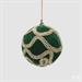 PALLINA DI NATALE IN VELLUTO VERDE DECORO ORO CON GEMME 10 CM