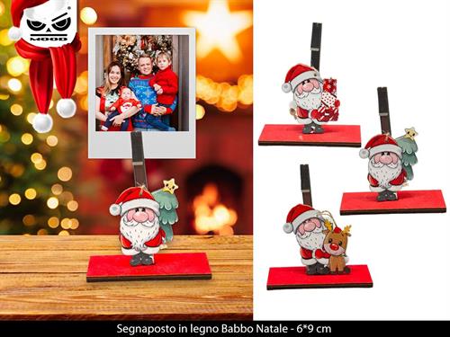 SEGNAPOSTO IN LEGNO NATALIZIO BABBO NATALE