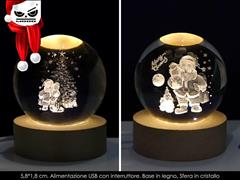 LAMPADA SFERA CON LUCE LED BABBO NATALE