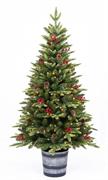 ALBERO DI NATALE IN VASO 150 CM CON BACCHE PIGNE 200 LED CALDO