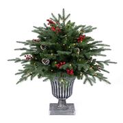 ALBERO DI NATALE IN VASO 75CM CON PIGNE BACCHE 70 LED LUCE CALDA