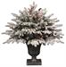 ALBERO DI NATALE INNEVATO IN VASO 75CM PIGNE BACCHE 70 LED CALDO