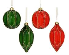 PALLINA DI NATALE ROSSO/VERDE GLITTER ORO 4 ASS