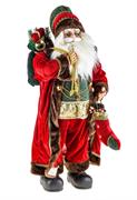 BABBO NATALE CON GILET VERDE IN TESSUTO E RESINA 60 CM