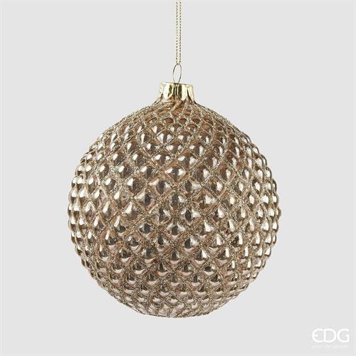 PALLINA DI NATALE A ROMBI ORO CHIARO 12 CM - EDG -