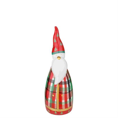 BABBO NATALE TARTAN CON RIFINITURE ORO IN PORCELLANA H.16 CM