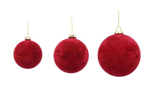 PALLINA DI NATALE IN VETRO ROSSO VELLUTO 10 CM 1 PZ