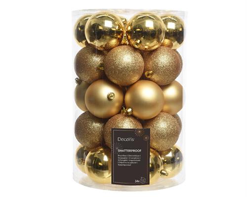 PALLINE DI NATALE ORO 8 CM CONFEZIONE 34 PZ