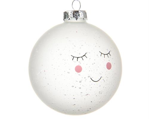 PALLINA DI NATALE BIANCA CON DECORO 8 CM