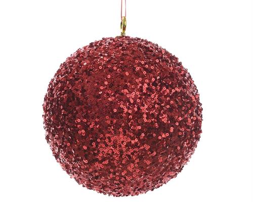 PALLINA DI NATALE BRILLANTINATA ROSSA 40 CM