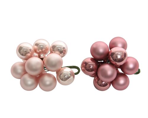 PALLINE DI NATALE A GRAPPOLO ROSA 10 PZ 2 ASSORTITE