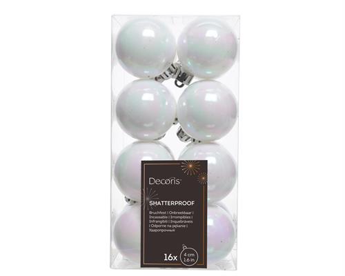 PALLINE DI NATALE BIANCO IRIDESCENTE 4 CM CONFEZIONE 16 PZ