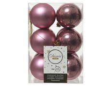 PALLINE DI NATALE ROSA VELVET 6 CM CONFEZIONE 12 PZ